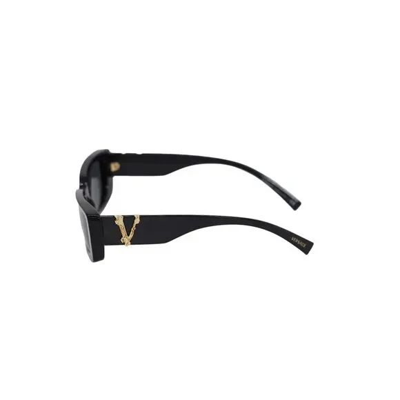 Versace Virtus Rectangular Sunglasses In Black Acetate - Picture 2 of 7